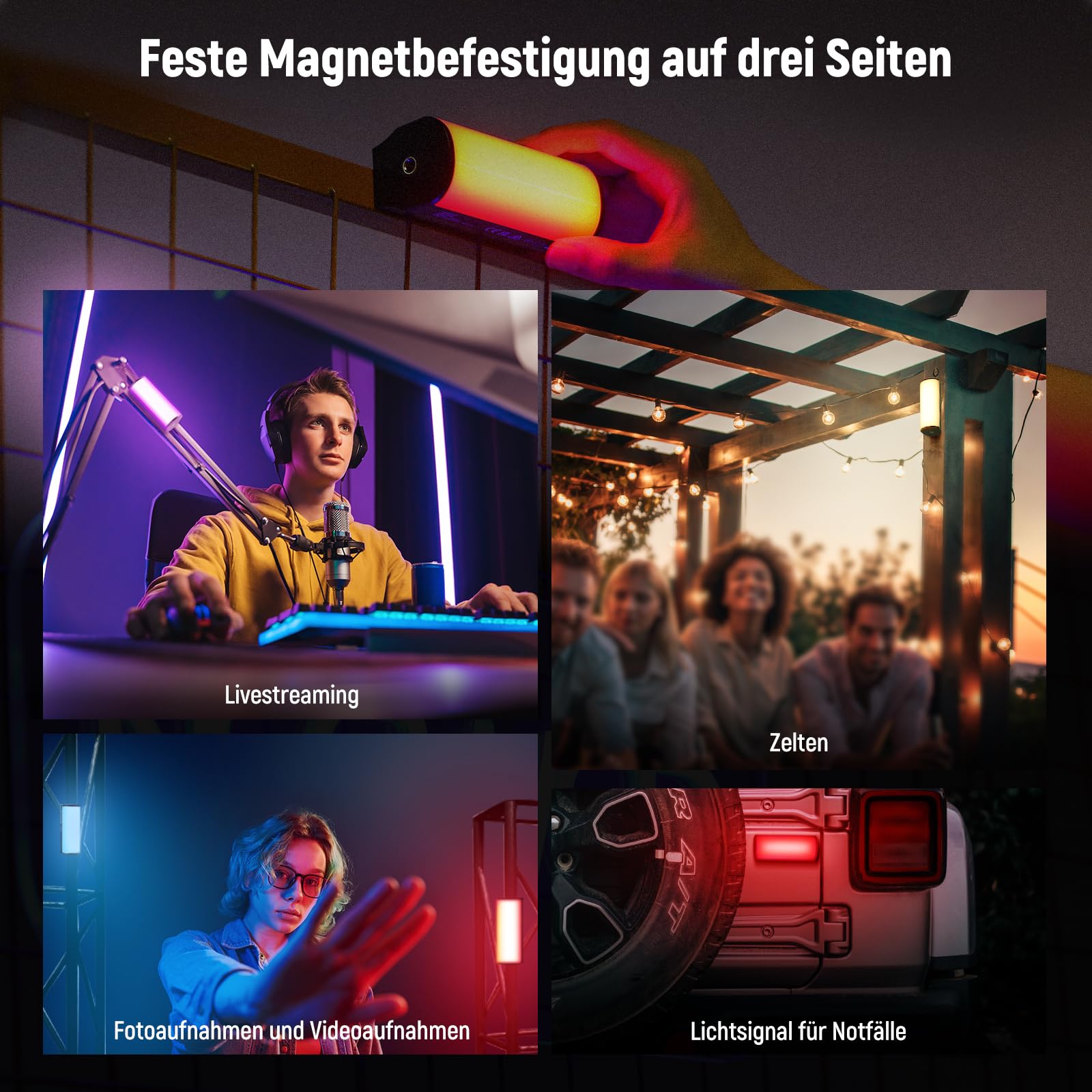 NEEWER Basics Magnetischer Handheld Lichtstab, 360° RGB Mini LED Video Tube Lighting Stick, 2500mAh Batterie, 2500K-8500K Dimmbar, Studio Kamera Fotografie TikTok YouTube Aufnahme Streaming, TL96RGB