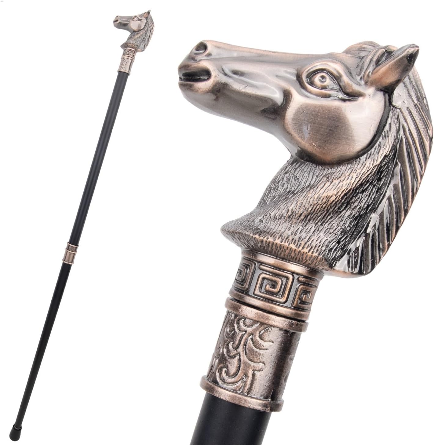 Copper Horse Walking Cane, Luxury Men Womens Walking Stick, Removable Anti Slip Scepter Cospaly Vintage Party 92cm