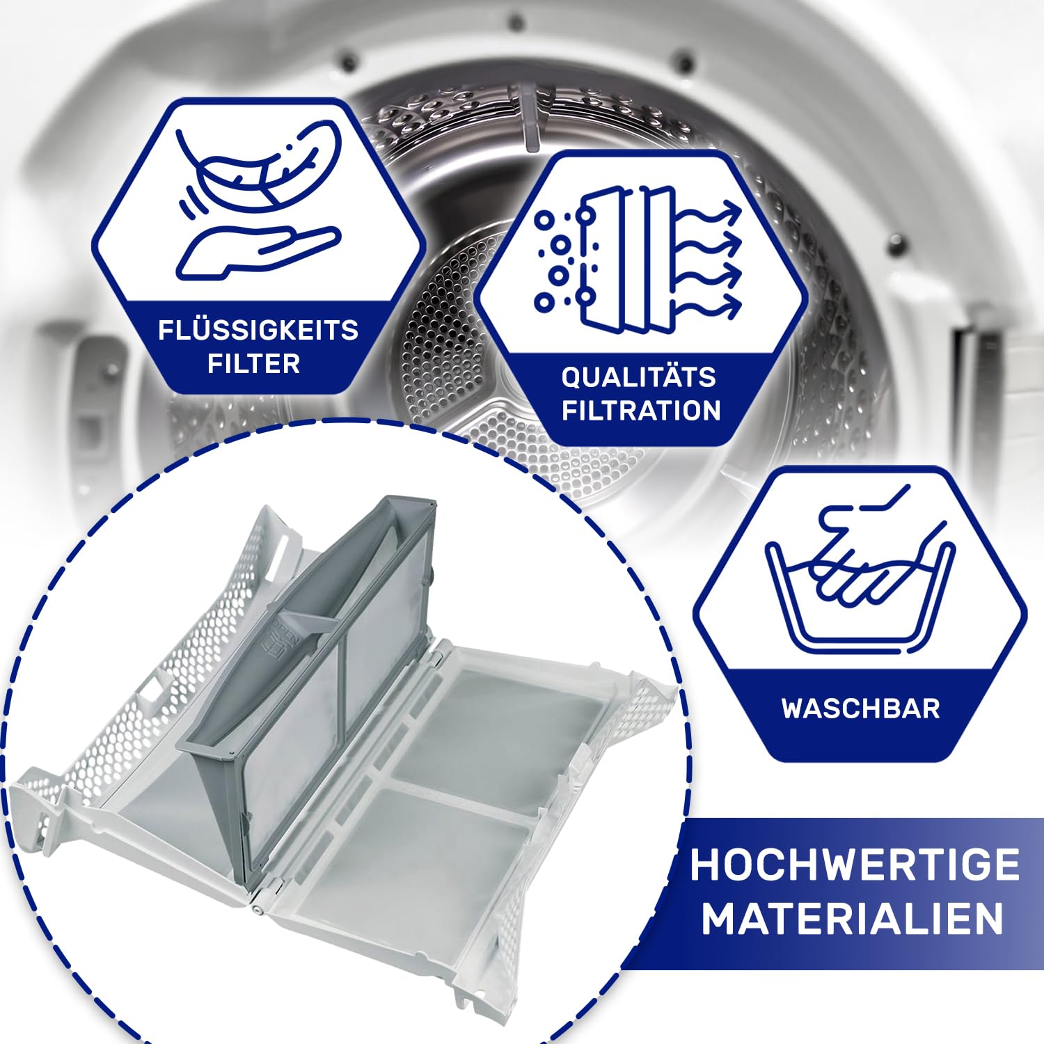 Flusensieb Filter für Trockner 335x170x88 mm mit dem Originalcode 8074539019 8588074539012 für Electrolux für Zanussi für Aeg - Garantie 10 Jahre - MONTERAL