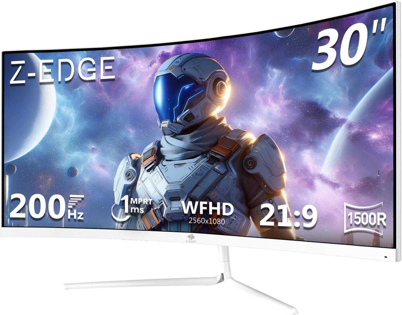 Z-Edge 30 Inch Ultrawide Curved Gaming Monitor 200Hz 2560x1080 21:9 White: image 1 of 8
