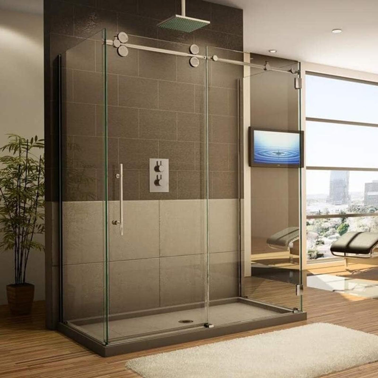 Rail pour porte de douche coulissante idéal pour optimiser l'espace d'une petite salle de bain