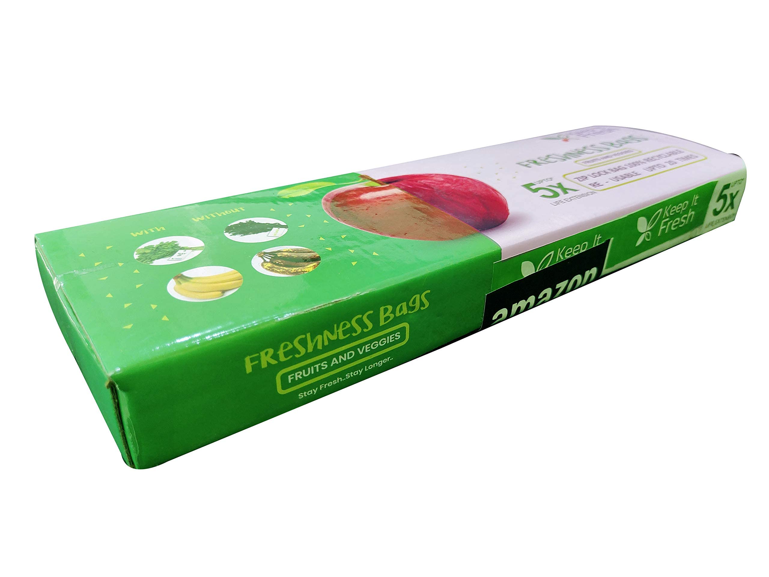 KEEP IT FRESH Zip Lock Bags. Re-Sealable Zipper for extending shelf life of Fruits, Vegetables | Refrigerator bags | Usable up to 3 Months (10 PICES)