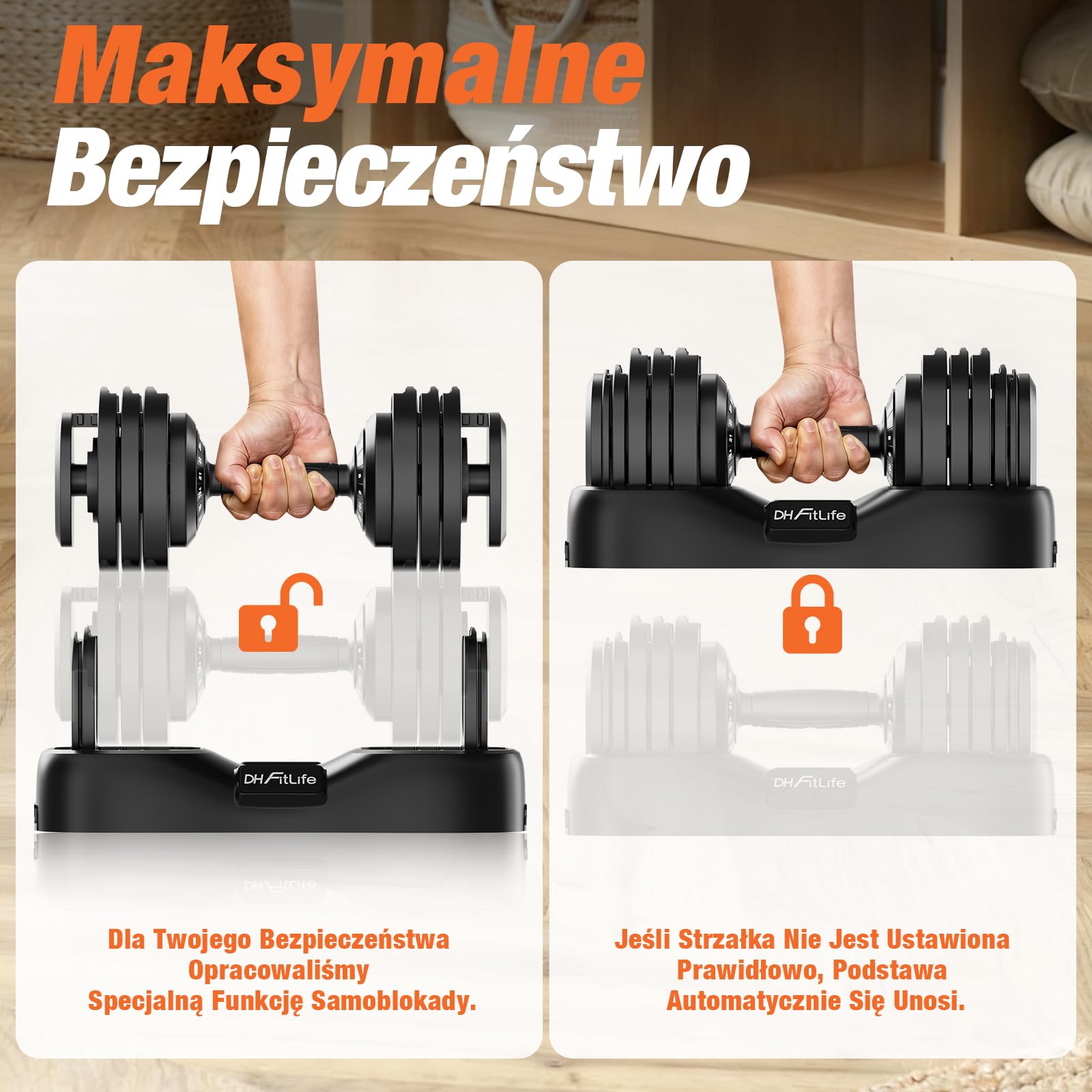 DH FitLife 2026 Nowy Zestaw Hantli – Regulowane Hantle Krótkie 2,5–25 kg z 18 Poziomami Wagi | Zestaw Hantli Krótkich z Obciążeniem | Dumbbell Set dla Mężczyzn i Kobiet