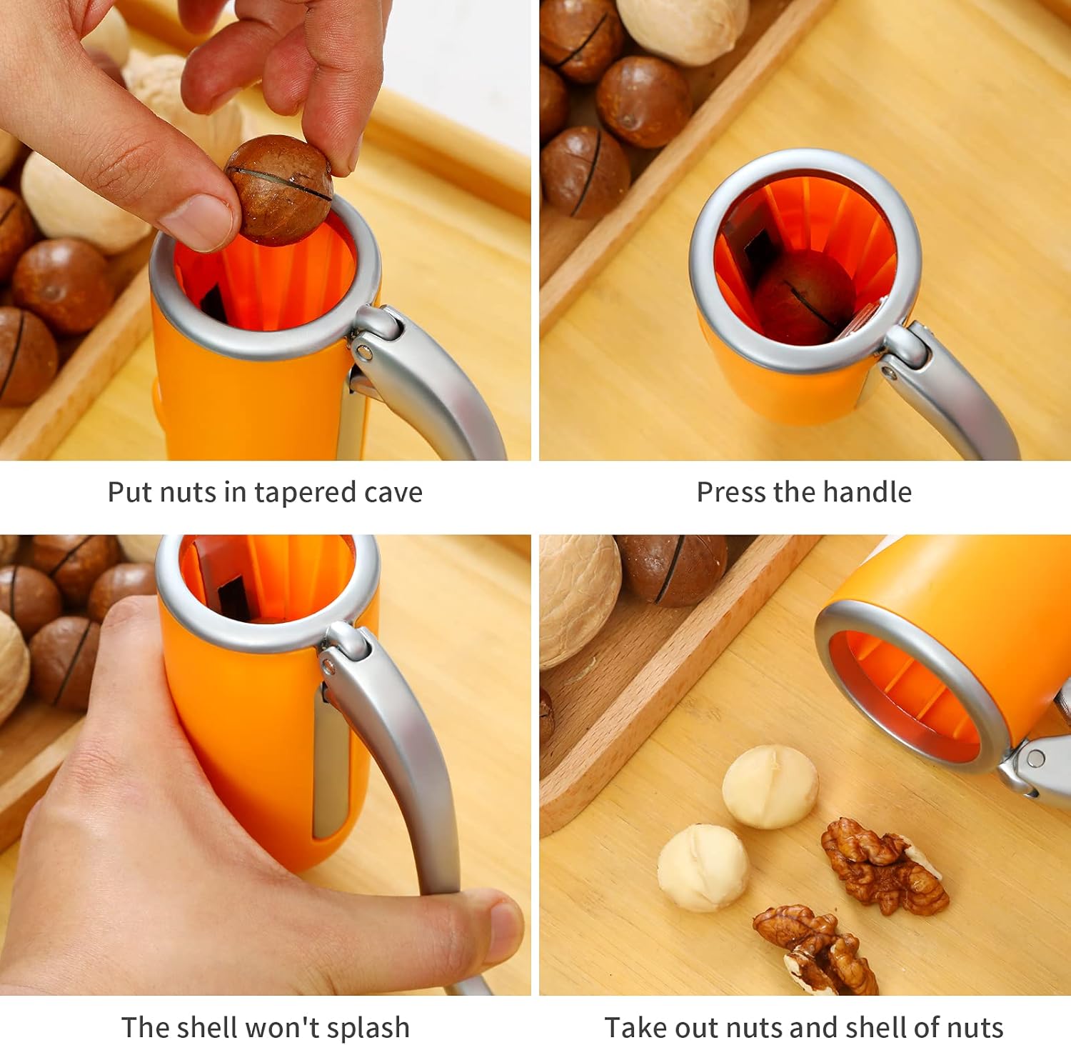 Nut Crackers Walnut Cracker,Pecan Crackers and Picks.Easy Cracking Nuts,Pecan,Hazelnuts, Almonds, Walnut, Brazil Nuts,Etc. Yellow - Image 2