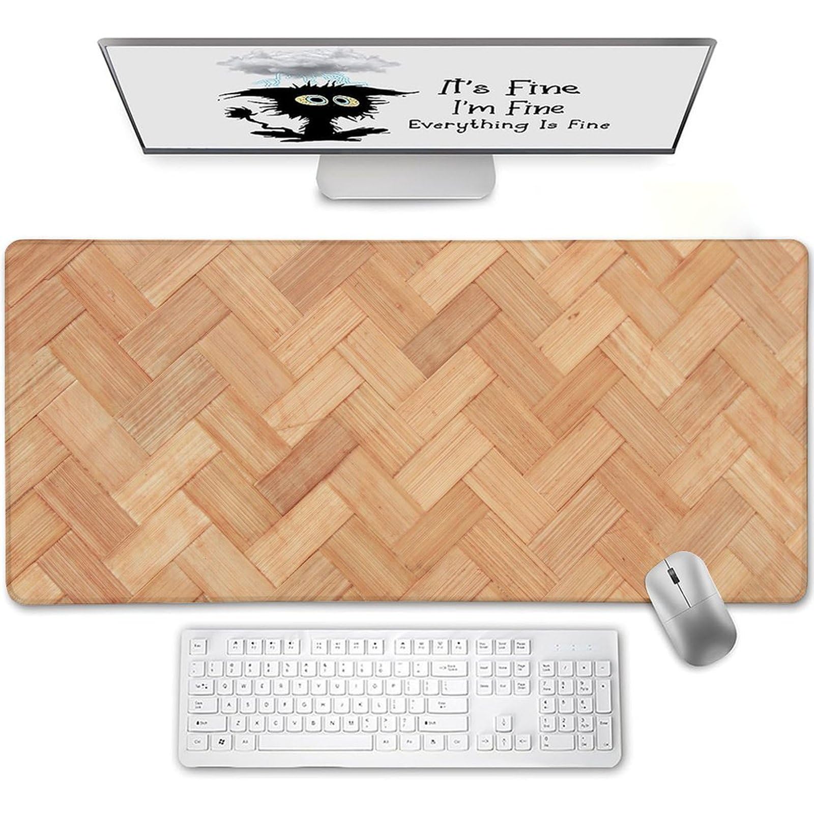 The Desk MatRyS  ラバーマット Amazon.com : NAWFIVE Rattan Woven Pattern Non-Slip Desk Mat