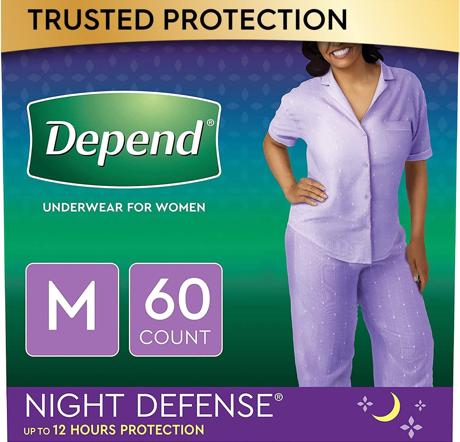 Depend Night Defense Incontinence Underwear for Women, Disposable, Overnight, Medium, Blush, 60 Count (4 Packs of 15) (Packaging May Vary): Health & Personal Care