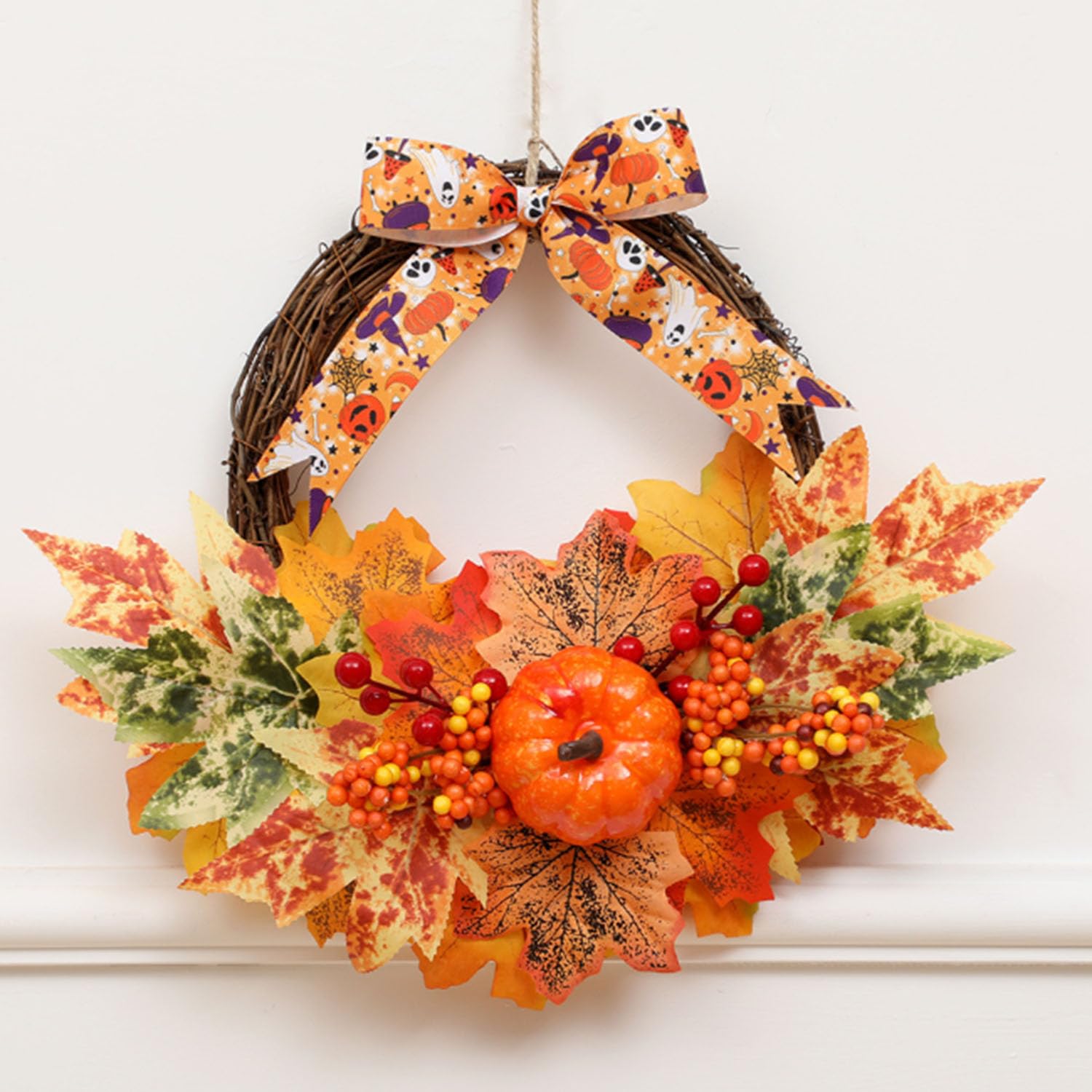 Christmas wreaths, 18 Inch, for Home, Farmhouse Decor with Eucalyptus Leaves,Rose, Big Berries(Color 3)