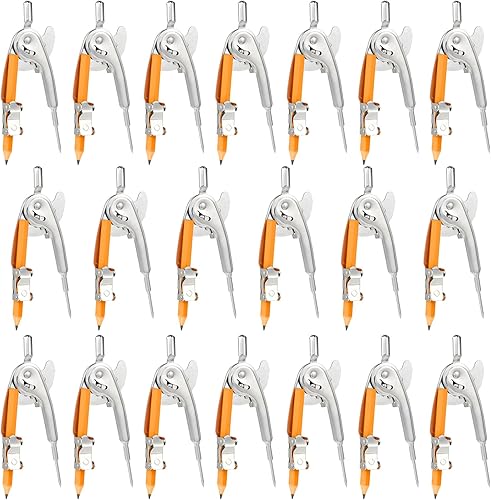 Brújula para geometría, brújula de metal, brújula matemática, brújula de dibujo a granel, brújula de geometría plateada con lápiz para estudiantes,