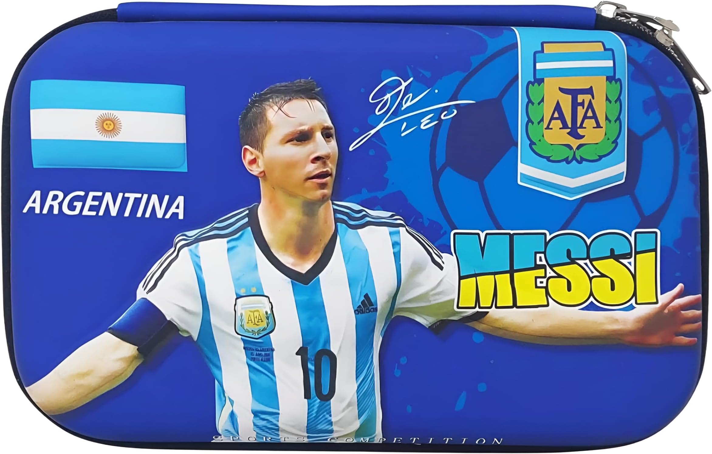 Tomkins Canvas Messi Pencil Box Premium For Boys, Fcb Football/Ronaldo/Messi Club 3D Eva Hardtop Pencil Pouches For Girls And Boys (Iron Man) (Blue)
