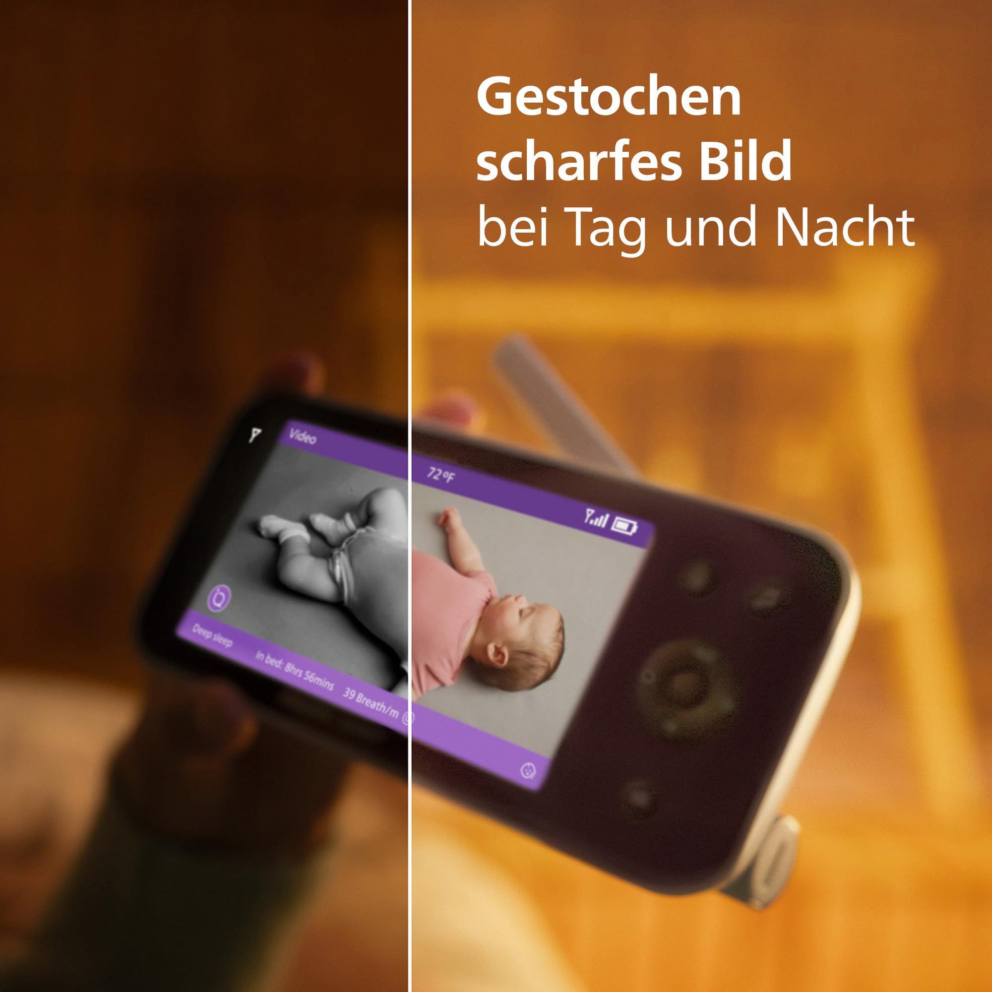 Philips AVENT Premium Connected Babyphone SCD973/26 mit Kamera, KI Schlaf- und Atmungs-Tracking, Schrei-Interpretation, DEKRA zertifiziert