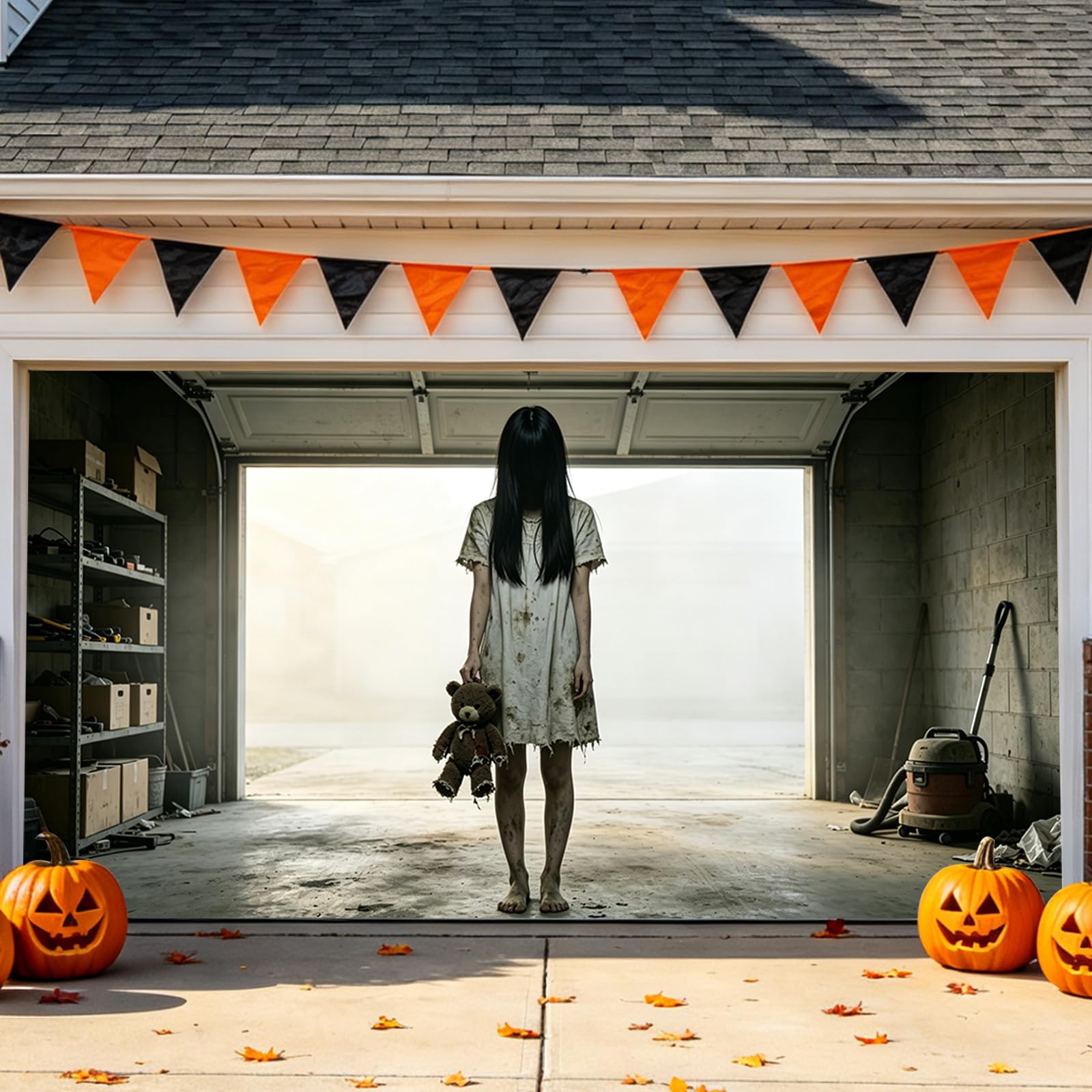 Halloween Garage Door Banner Scary Horror Decorations Outdoor Yard Decor