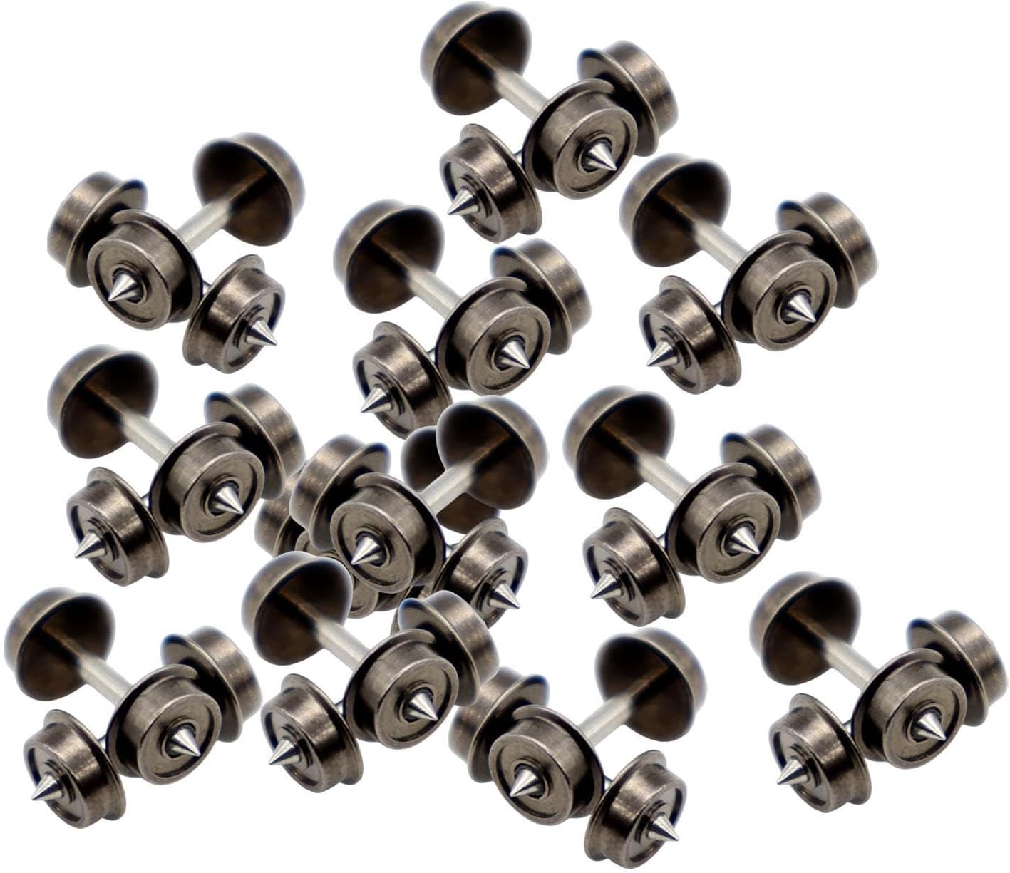 kowaku 24Pcs Metal Wheels,N Scale Wheel,Professional,Spare Part, Hobby Train Accessory Metal Axles for 1:160 Model Train DIY Accs