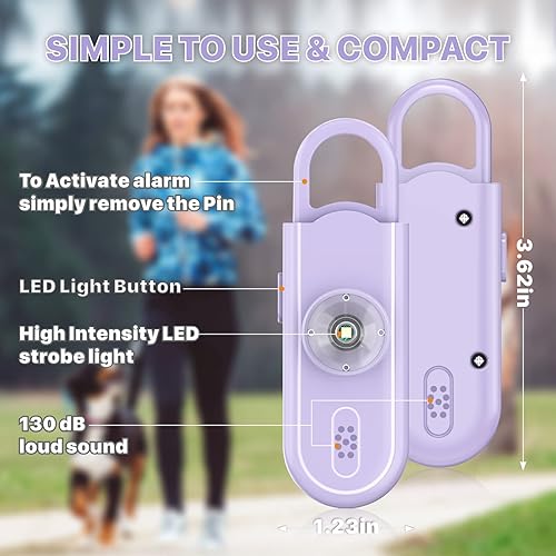 Miniatura 5 de Safe Sound - Alarma personal con sonido seguro, paquete de 2 llaveros de alarma de seguridad de emergencia de 130 dB con luz LED estroboscópica,