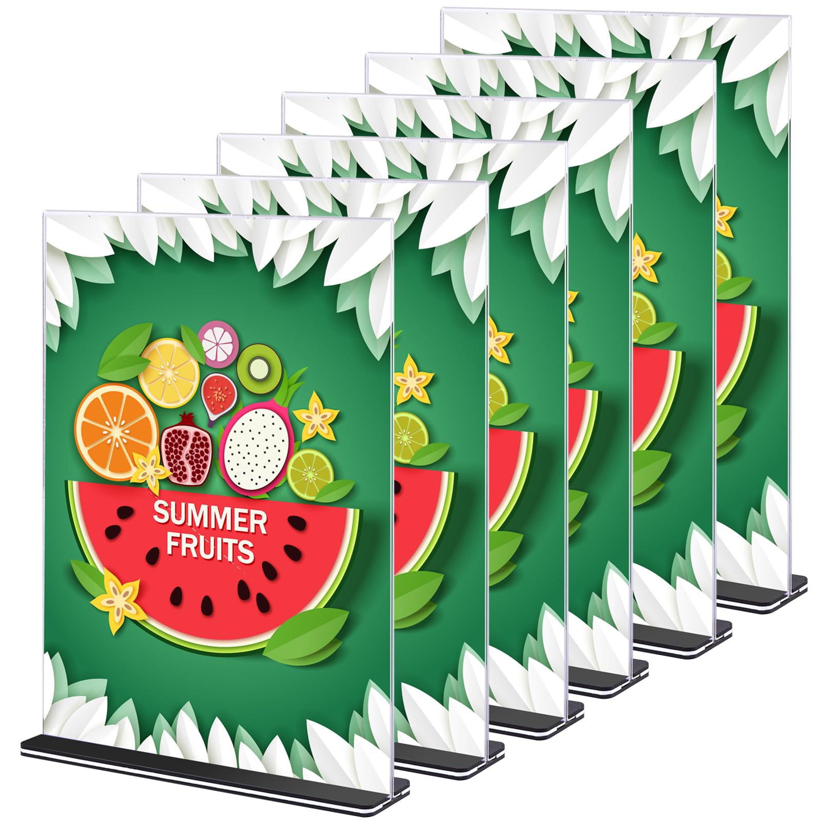6 Supporti Acrilici Trasparenti Per Menu A4 A Forma Di T – Per Ufficio, Ristorante, Negozio E Scuola, Espositori Fronte/retro