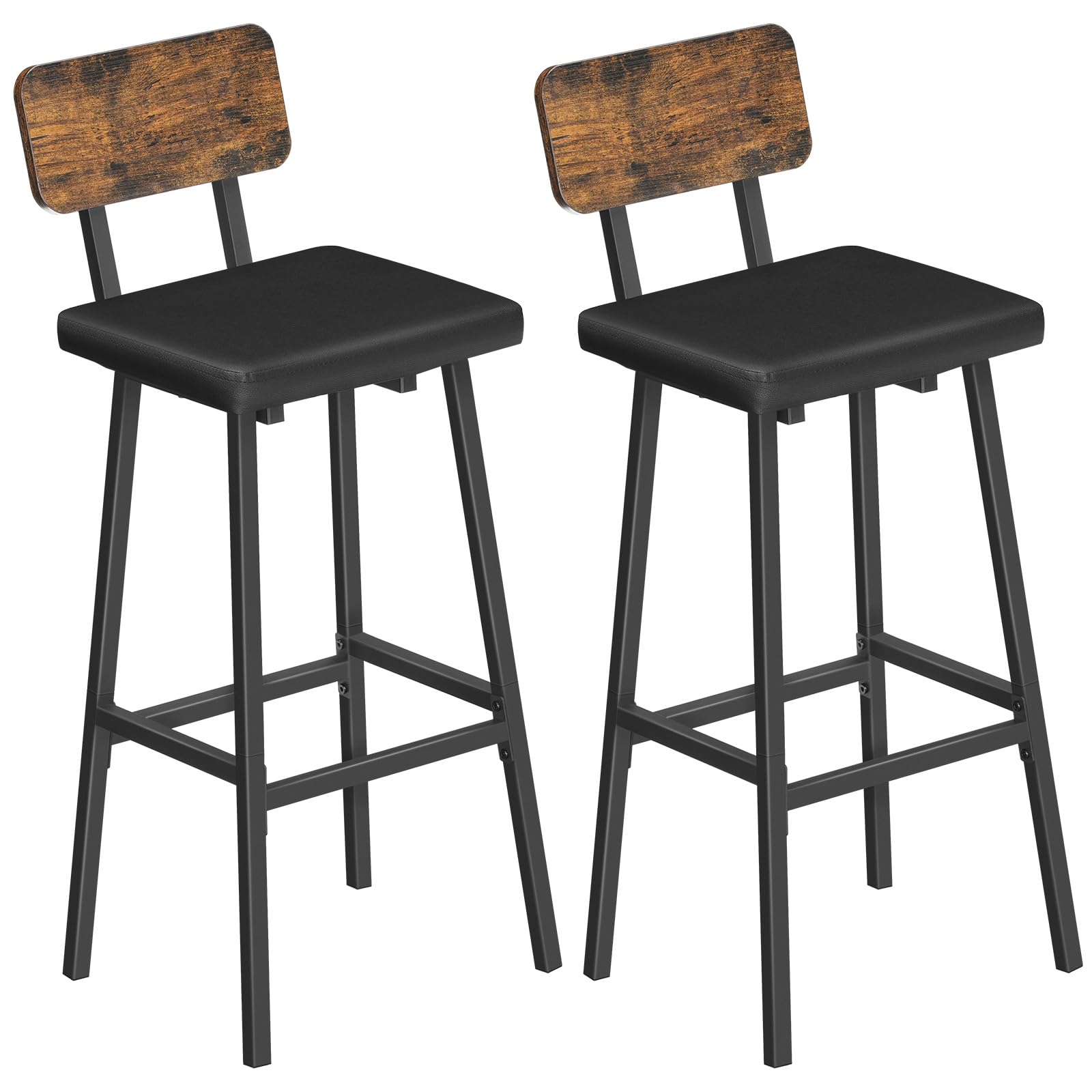HOOBRO Bar Stools, Set of 2 Barstools PU Upholstered Tall Bar Chairs