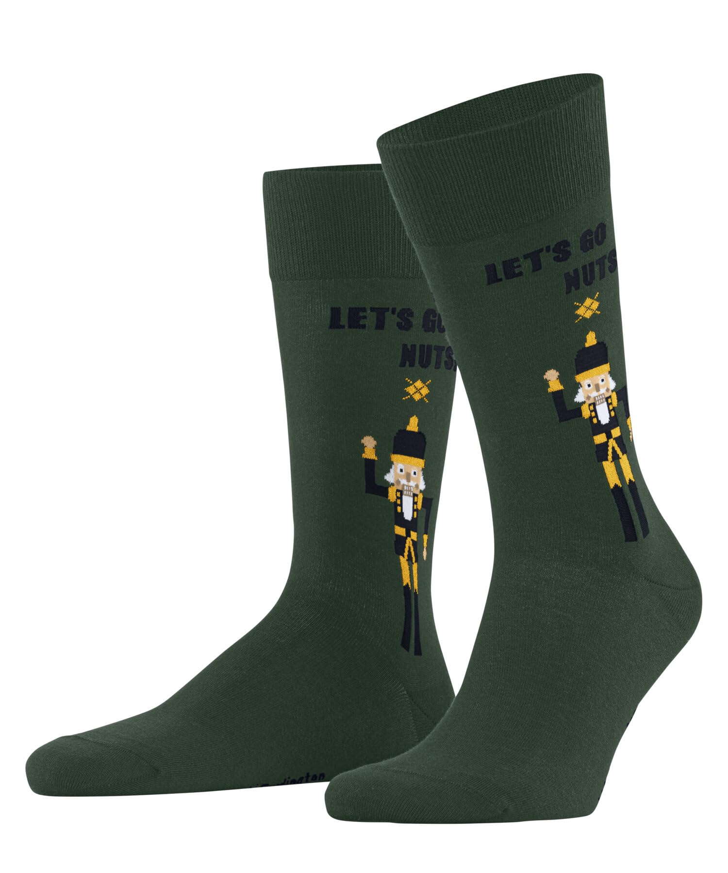Burlington Men's Nutty Nutracker M So Cotton Patterned Socks 1 Pair, Green Eucalyptus 7502, 6.5-11