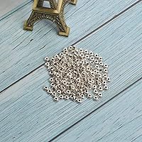 Vista 8 de Wixine 200 piezas redondas de plata de acero inoxidable espaciador cuentas DIY joyería hallazgos