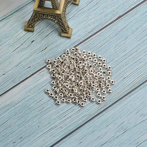 Miniatura 8 de 200 piezas redondas de plata de acero inoxidable espaciador cuentas DIY joyería hallazgos