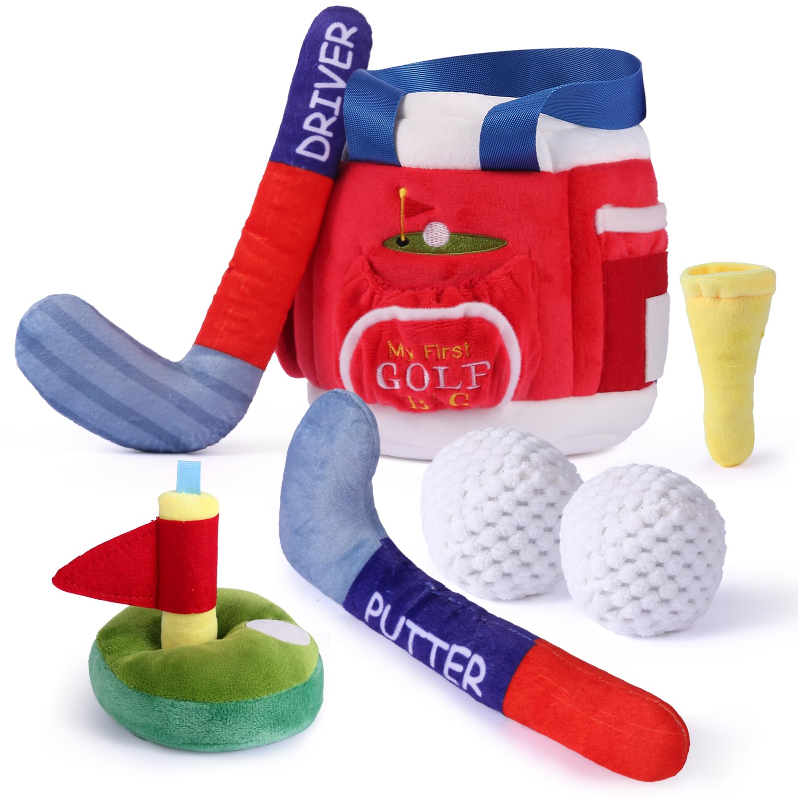 FIIOEOY My First Baby Golf Bag Gift Set, 7 Pcs Baby Golf Toy