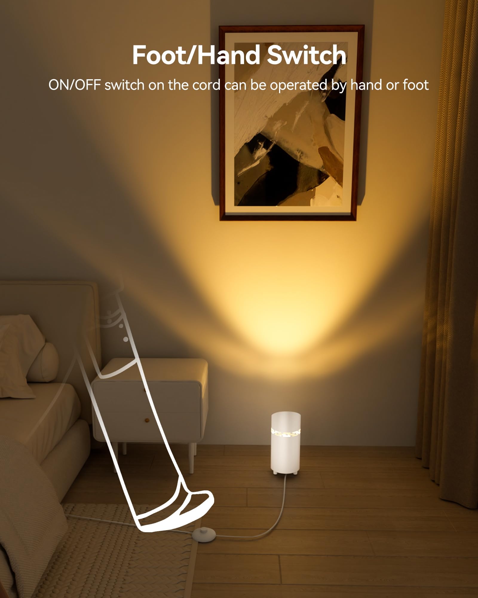 T-SUN LED Sol Spot, 6W Lampe de Sol pour Intérieur avec Ampoule GU10 LED, Interrupteur Pied & Câble de 1,8 m, Lumière Chaude/Froide Lampadaire Dimmable pour Plantes, Coin, Chambre(2 Pcs, Blanc)
