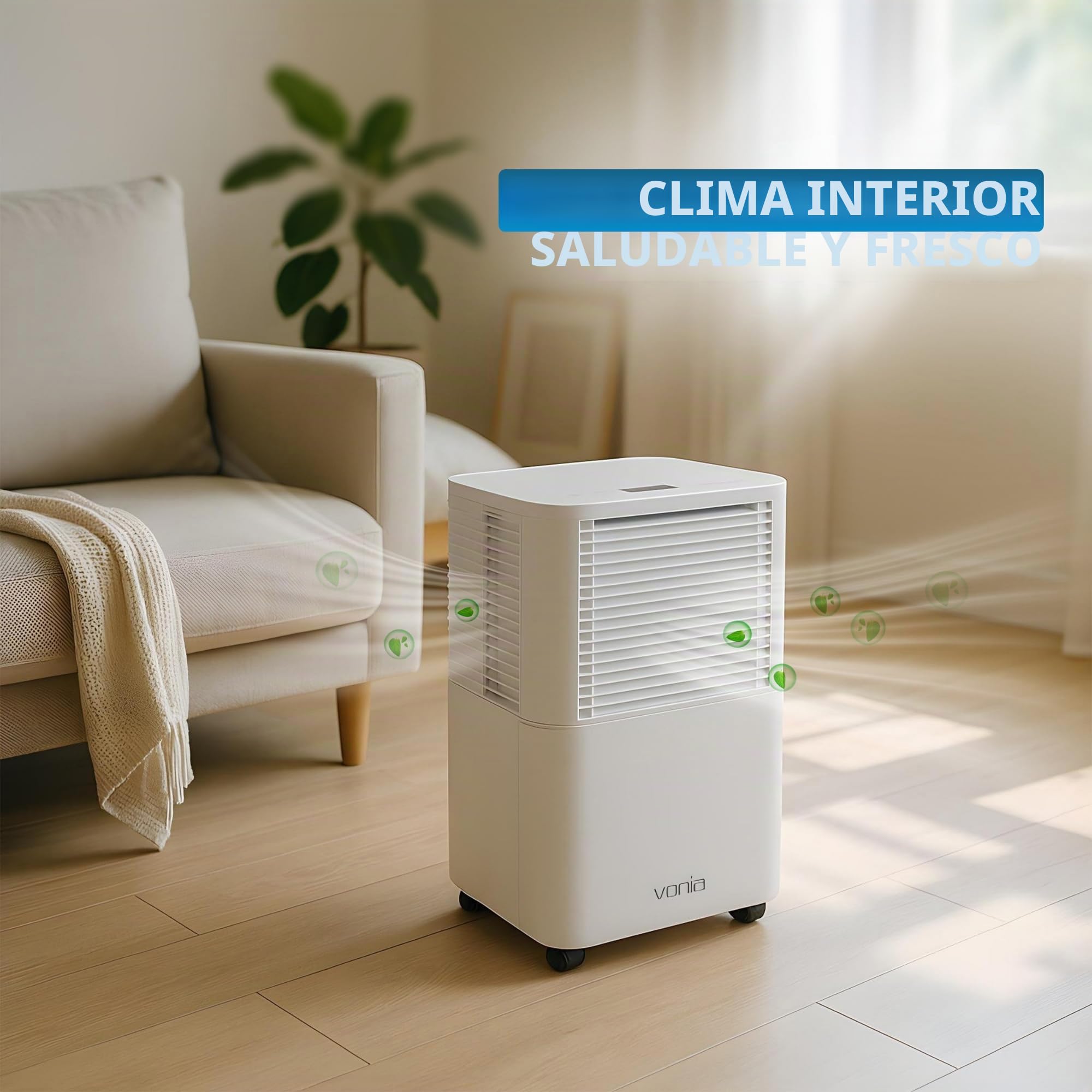 Vonia Deshumidificador 12L/Día - Deshumidificador Eléctrico Silencioso con Depósito 2,5L, Temporizador 24H | Deshumidificador Potente contra Humedad y Moho, para Dormitorio, Baño, Sótano y Hogar