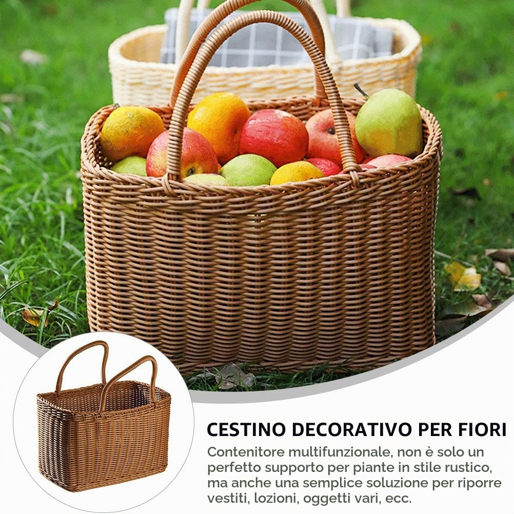 Zerodeko Cestino Mercato Africano Cestino Di Paglia Intrecciato A Mano Della Spesa Borsa Della Spesa Picnic In Vimini Sacchetto Di E Verdura Di Con