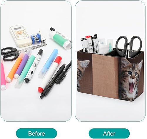 Miniatura 3 de Niapessel Portalápices para escritorio, lindo y divertido soporte para bolígrafos de gatito, gato, organizador de escritorio, organizador de