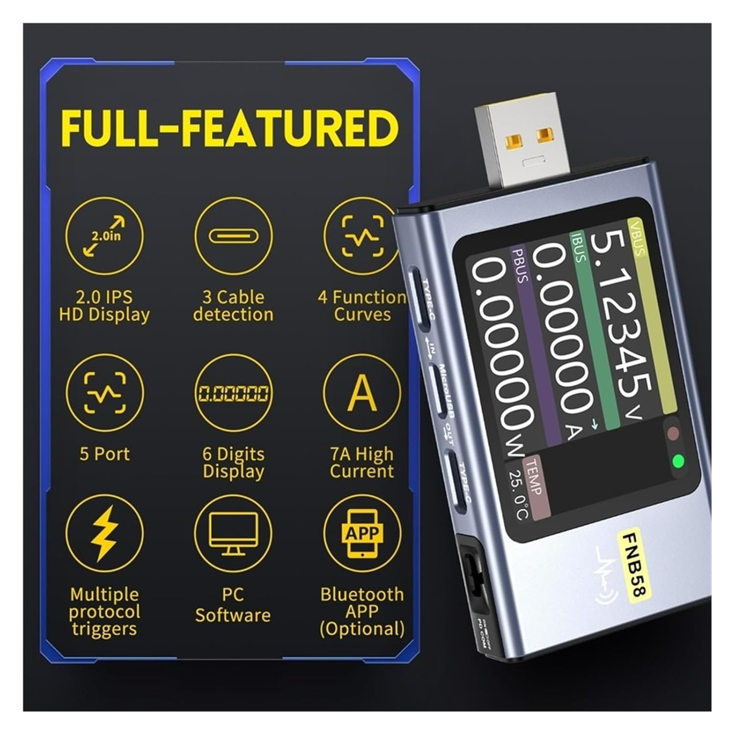 usb電圧計 USBテスター 電圧計 電流計 TYPE-C 高速充電検出 トリガー容量測定 リップル測定 小型、便利、安全、信頼性( usb電圧計  USBテスター 電圧計 電流計 TYPE-C 高速充電検出 トリガー容量測定 リップル測定 小型、便利、安全、信頼性( Iorリークハイテスタ  3355-04 ...