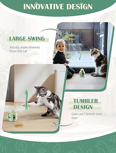 Miniatura 2 de GES Juguete interactivo para gatos con dispensador de alimentos, diseño de vaso, varita teaser de alto rebote, alivio del estrés para gatos de