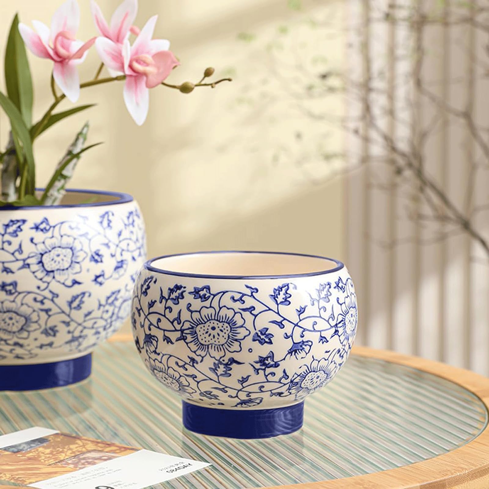 Blumentöpfe für Pflanzen, Porzellan, Pflanzgefäß, Keramik, moderne Glasur, Sukkulenten-Übertopf mit Ablaufloch, runder Blumentopf für drinnen und draußen, Kräuterschlange, Pflanzen, Pflanzenliebhaber