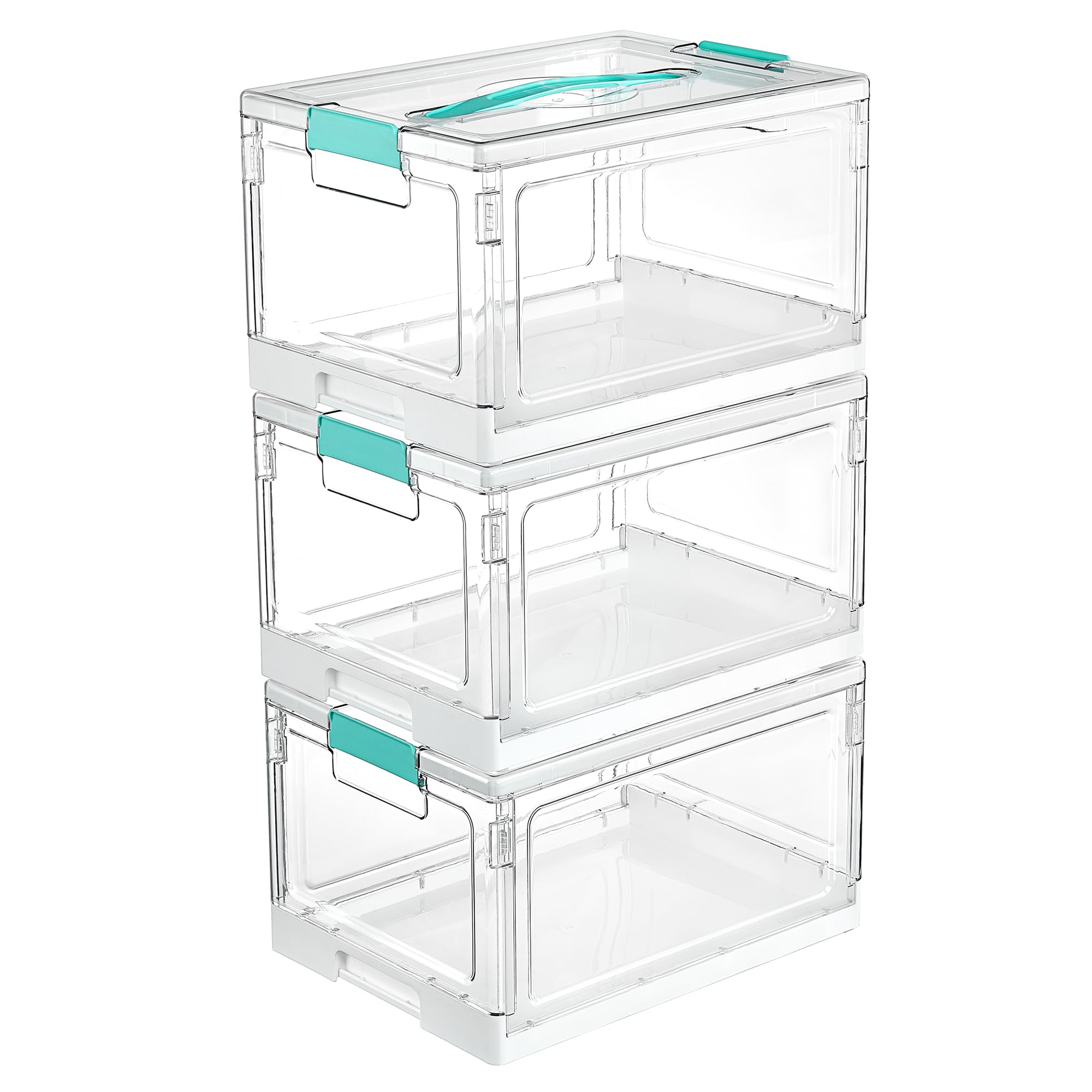 Vtopmart 24 QT Plastic Storage Box with Lid and Latches, 3 Pack