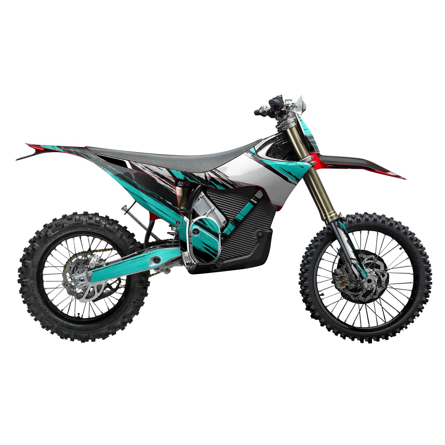 Stark Varg MX 2023-2025 Graphics Kit Wrap - Grunge Stripe Cyan - Varg MX Skin - Premium 3M Vinyl Protective Wrap Decal Cover - Easy to Apply | Crafted in The USA by MightySkins