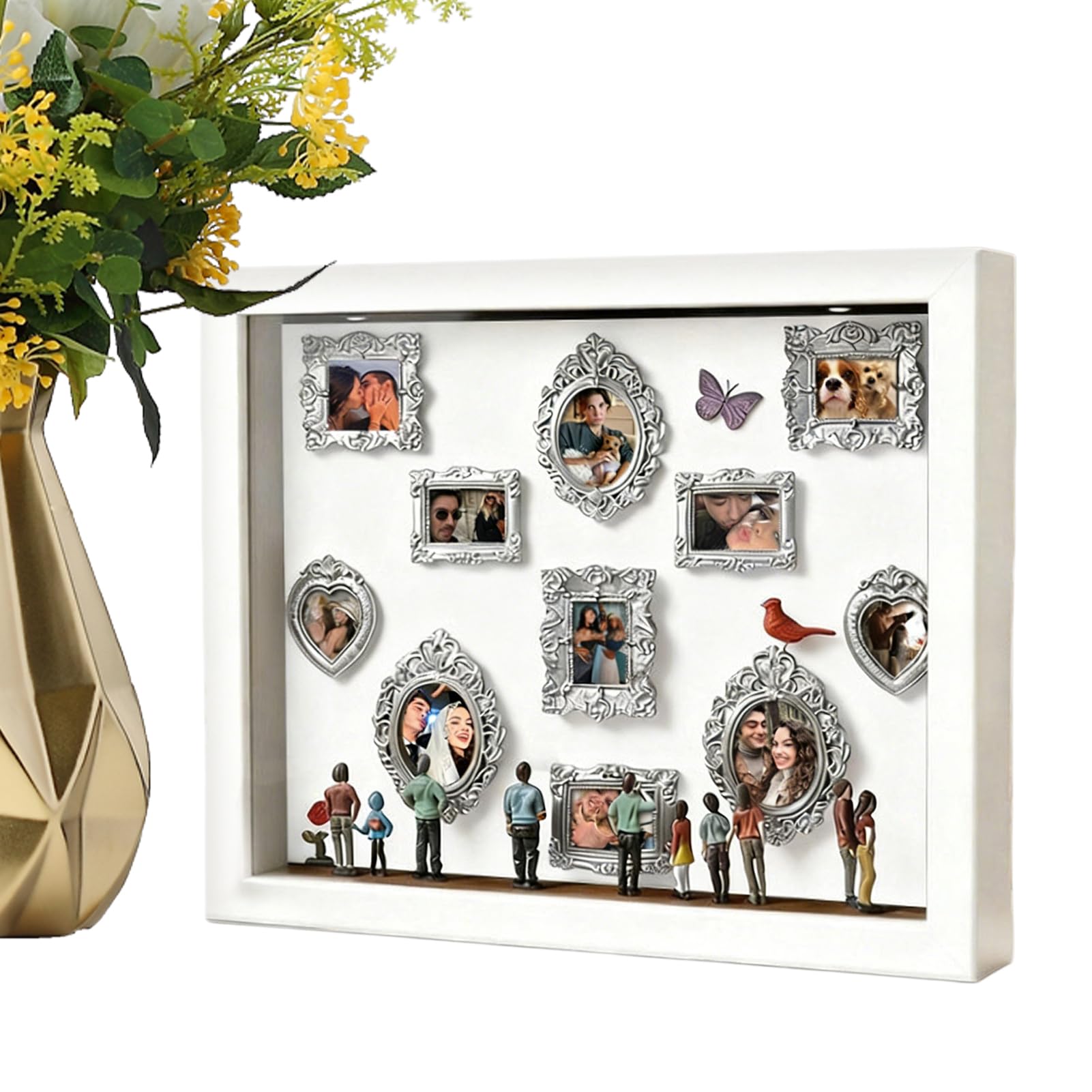Cadre photo souvenir complet avec figurines : idée cadeau pour lui et amis