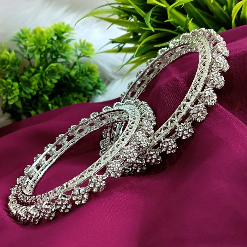 Efulgenz Indian Bangles for Women CZ Crystal Rhinestone Bracelet Bangle Set Bridal Indian Wedding Party Bangles Fashion Statement Jewelry for Women (2 Pcs)