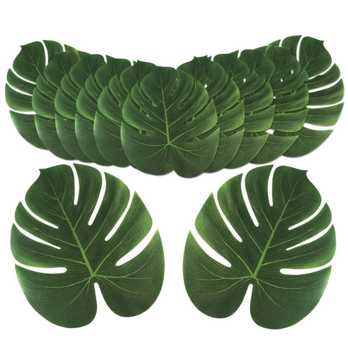 ECYC 12 Pieces Artificial Palm Leaves Hawaiian Tropical Theme Party Decoration Leaf, M