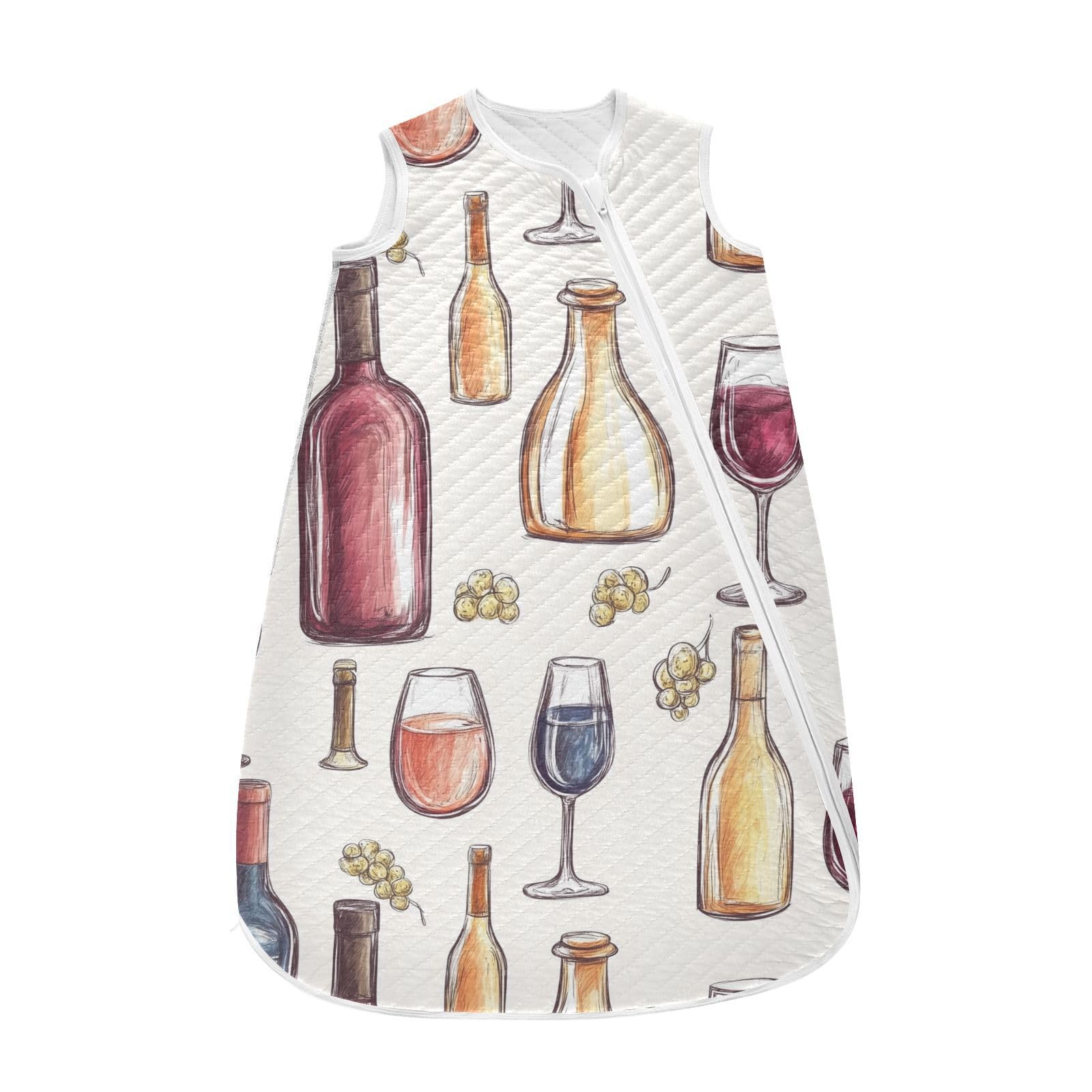 vvfelixl Hand Drawn Wine Bottles Baby Sleeping Bag Sleep Sack,Baby Wearable Blanket Sleep Suit for 0-6 Months