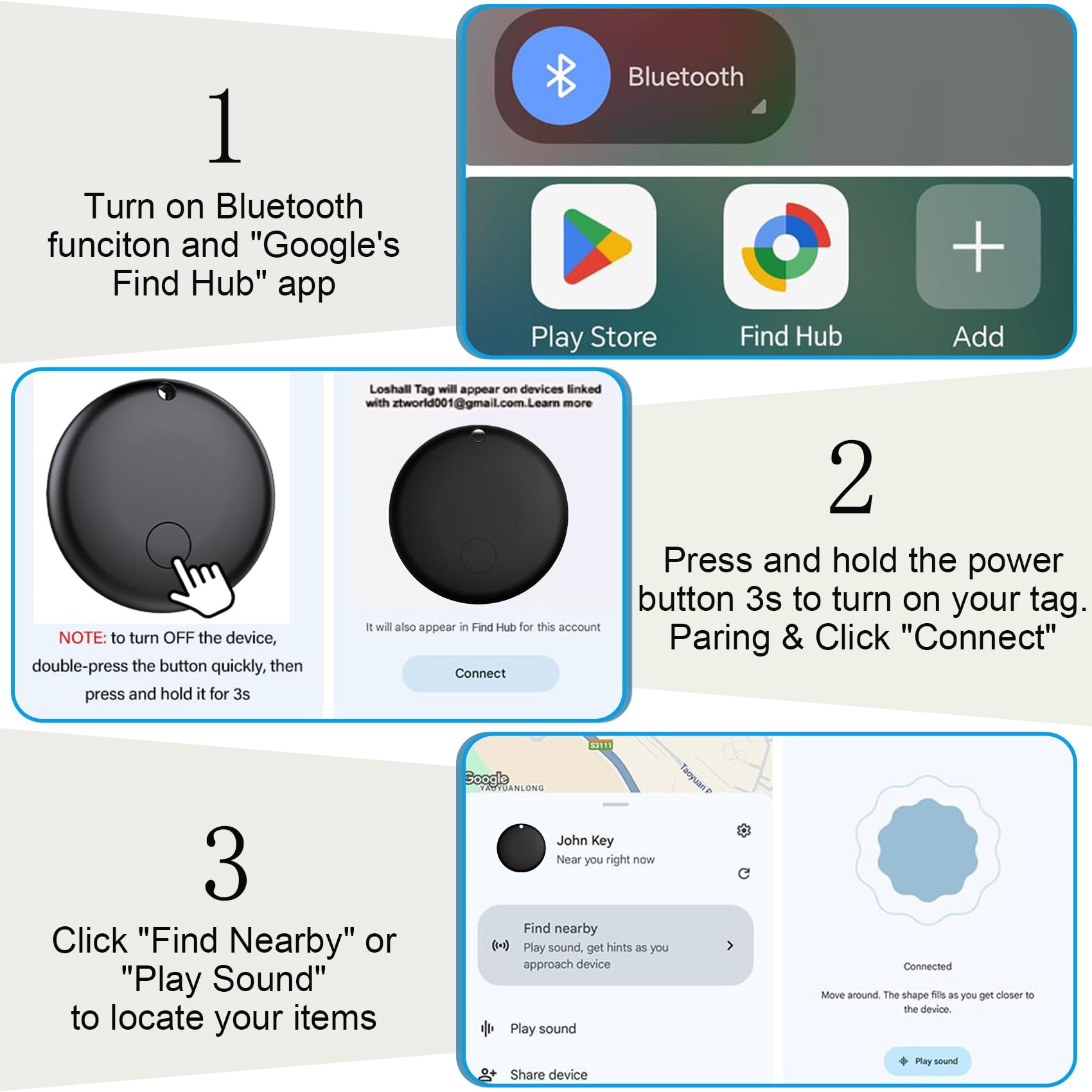 Air Tracker Android, GPS Tracker per Auto,Tag GPS Android Funziona con Google Find Hub, Localizzatore GPS Per Auto Nascosto SIM senza abbonamento,Localizzatore GPS Auto Per Veicoli,Chiave (Nero)