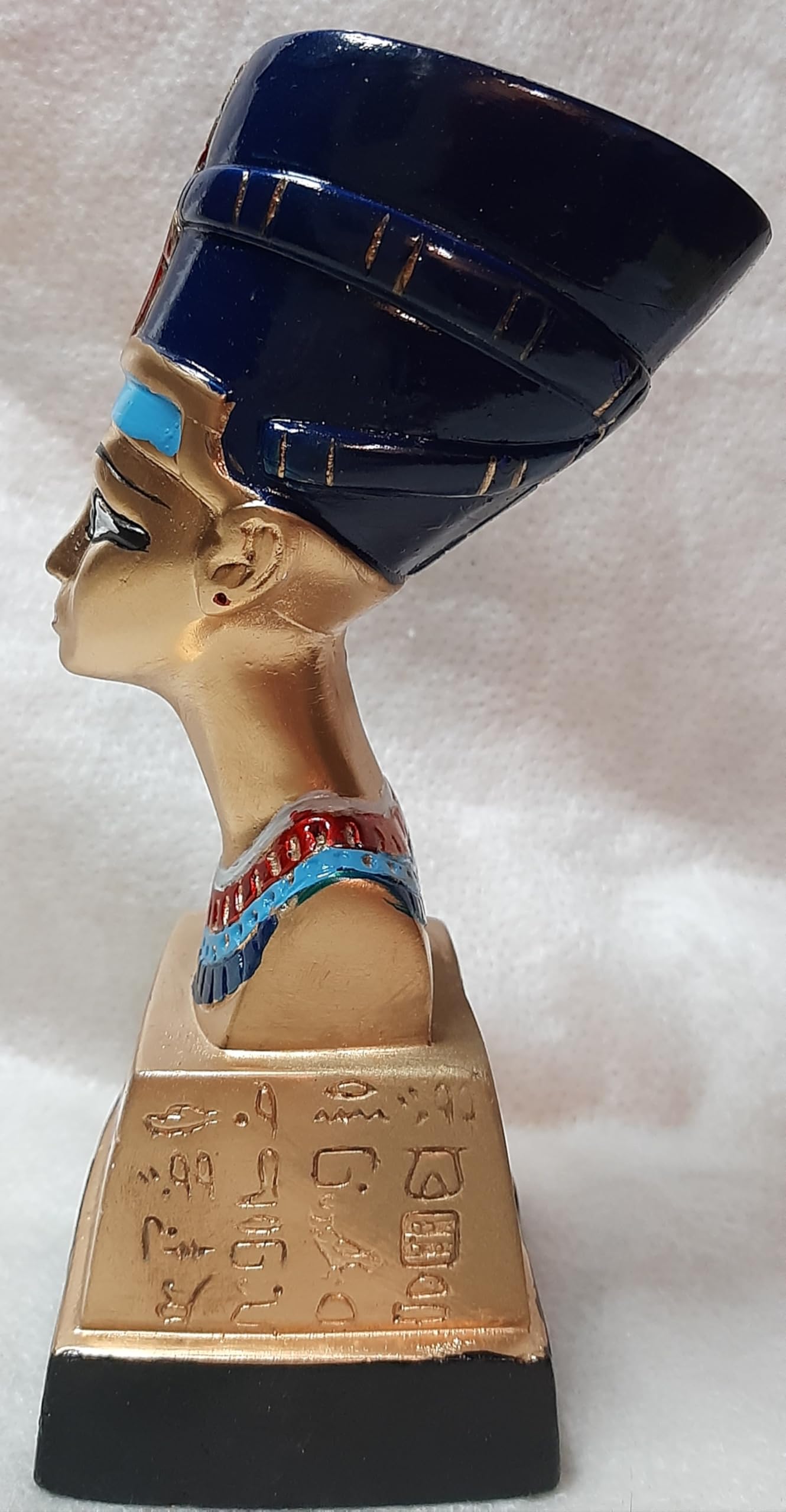 Generico Busto decorativo de la reina Nefertiti, estatua artesanal de yeso pintado, multicolor con detalles egipcios, fabricado en Egipto