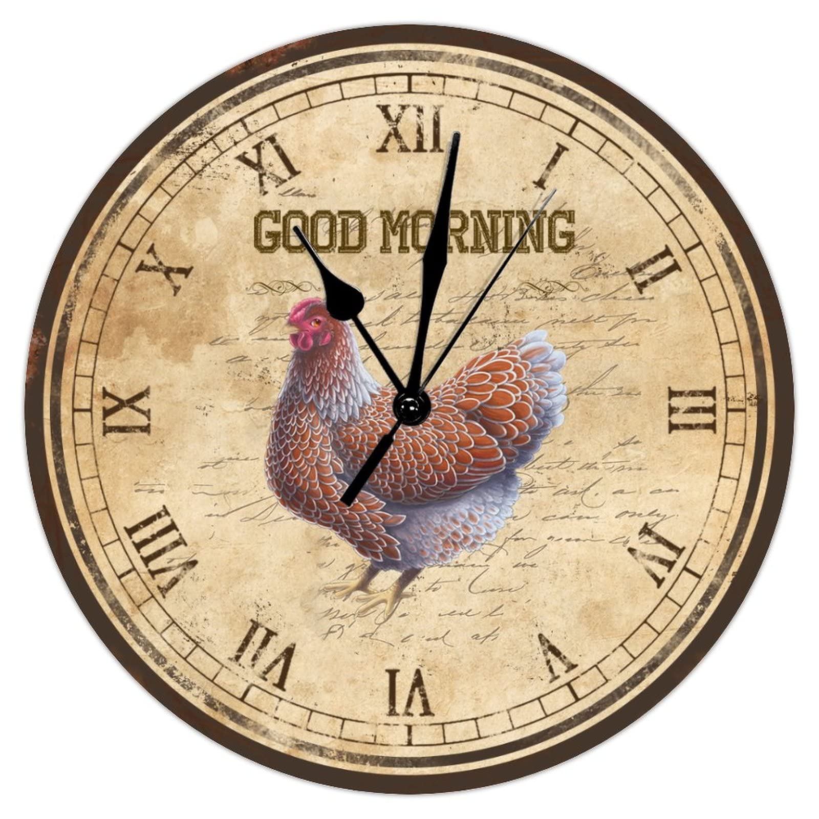 Horloge murale vintage coq en bois bleu sarcelle idée cadeau maison