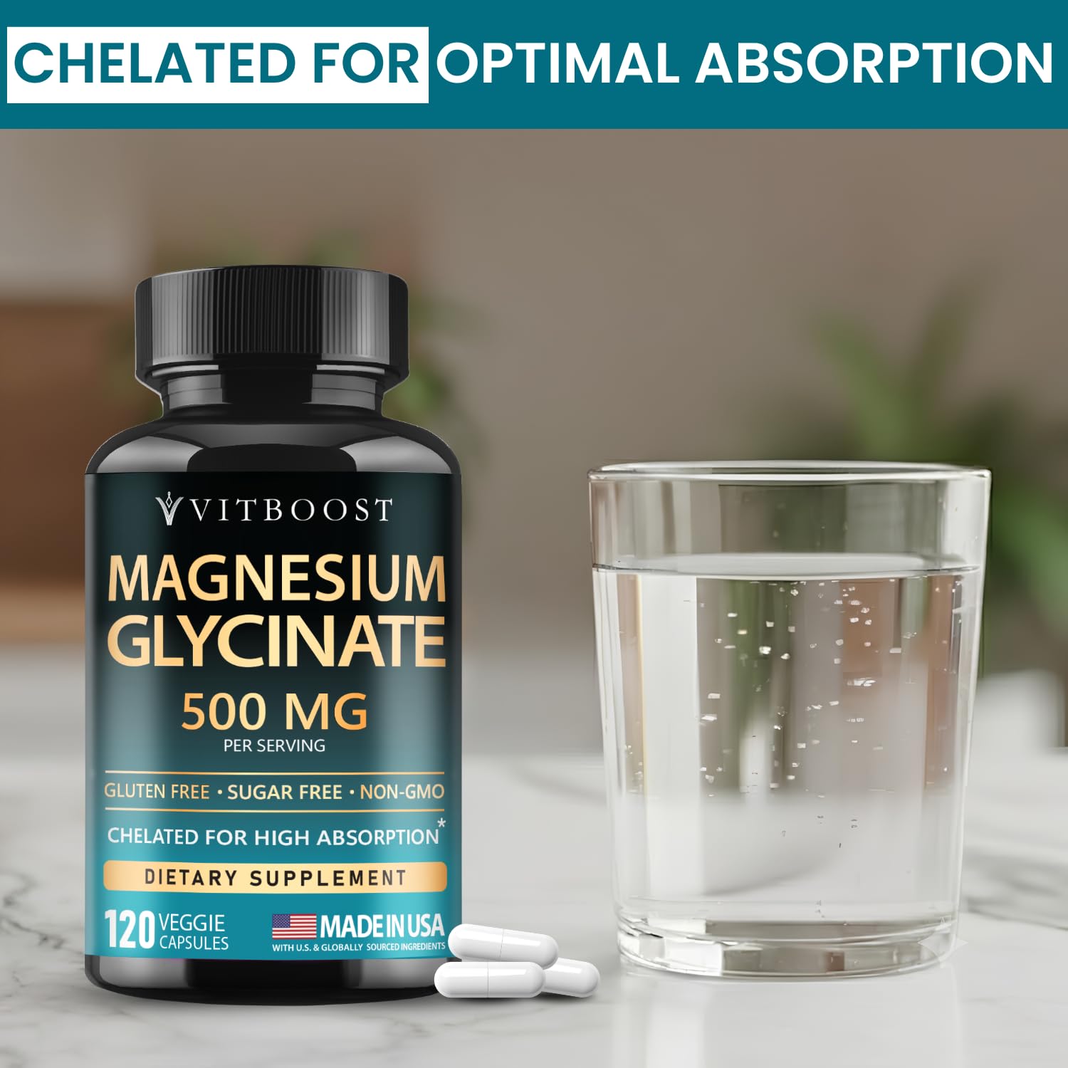VITBOOST Magnesium Glycinate 500mg - Support Sleep 120 Veggie Capsules — Amazon image 8