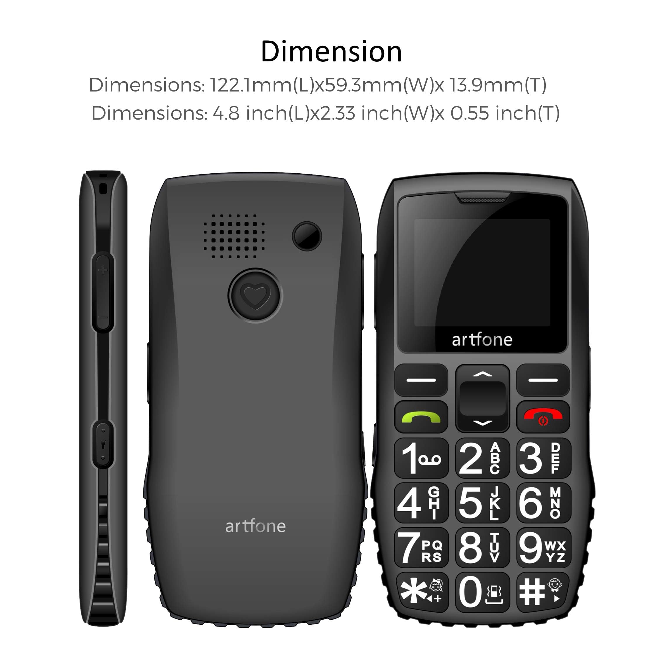 artfone C1+ Seniorenhandy ohne Vertrag | Nano SIM mit Notruftaste | Lange Standby-Zeit | Großtastenhandy mit Ladestation | Mobile Rentner Handy | 1800 mAh Akku