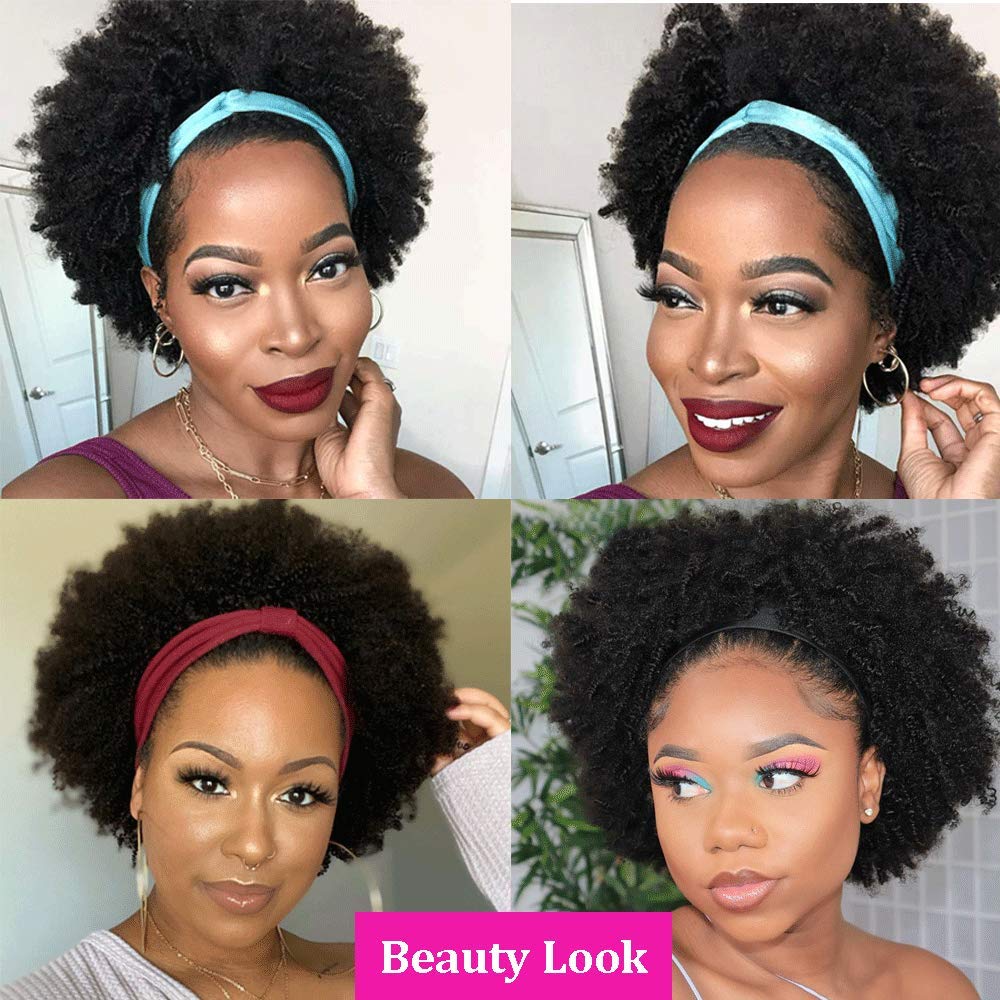 Amazon.com : Ms Taj Headband Wig Human Hair Short Afro Kinky  display picture 2
