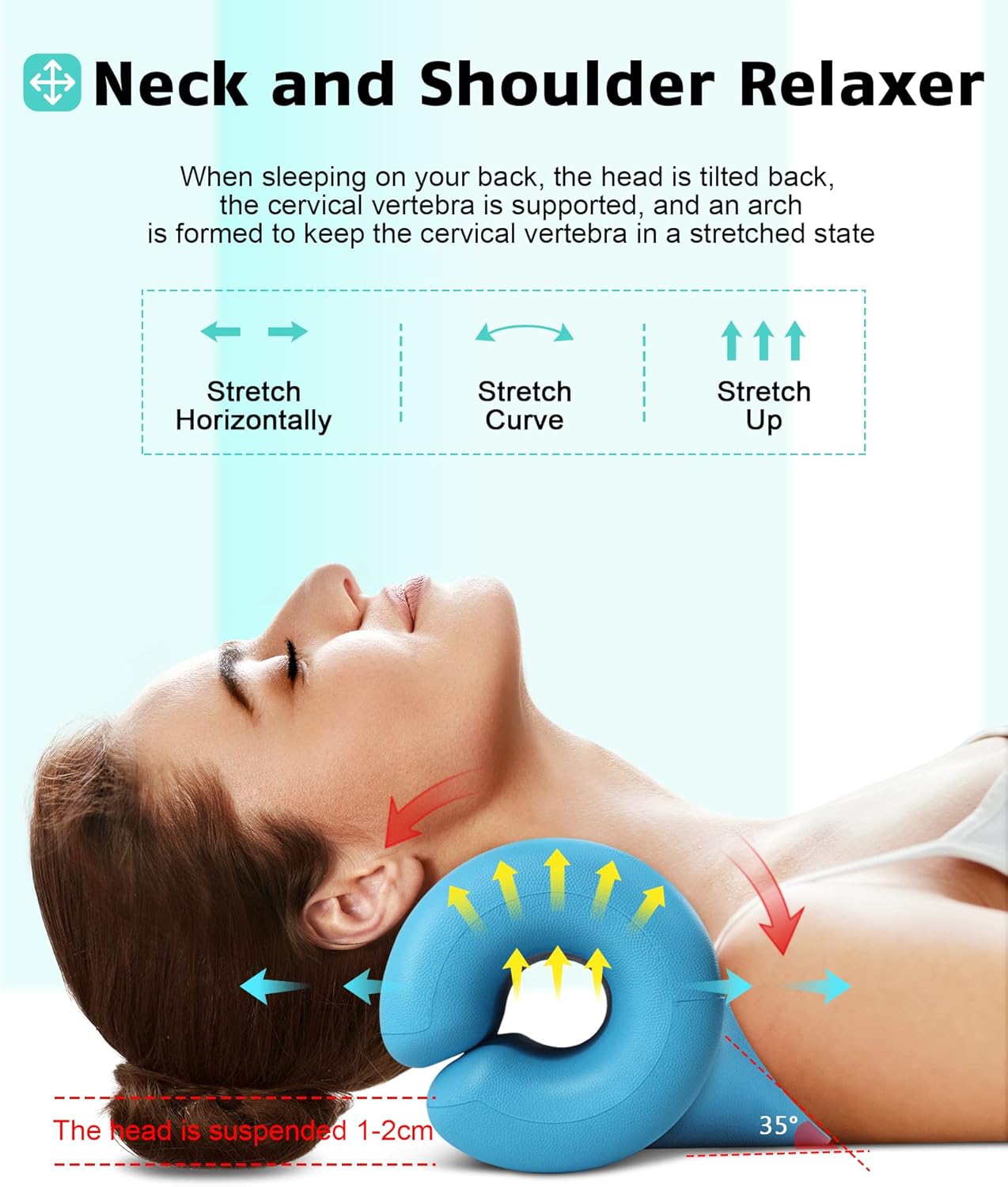 BLABOK Neck Stretcher Neck and Shoulder Relaxer,Portable Cervical Traction Device Neck Stretcher,Neck Posture Corrector Chiropractic Pillow for TMJ Pain Relief and Cervical Spine Alignment-Blue : Health & Household