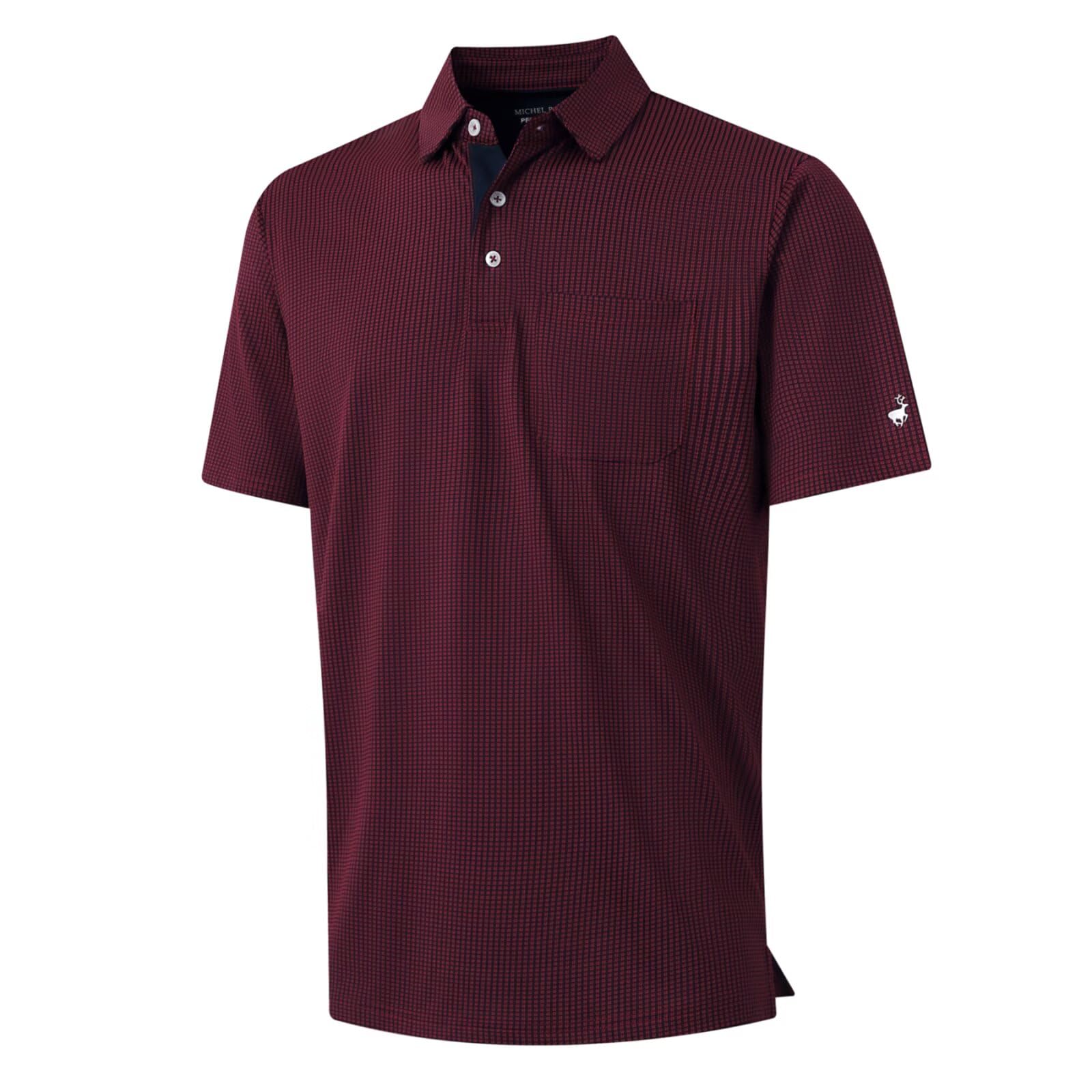 Rouen Mens Golf Shirts Short Sleeve Dry Fit Jacquard Performance Moisture Wicking Casual Pocket Collared Polo Shirts for Men