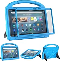 Vista 1 de Funda para tablet Yaxa Fire Max 11 para niños (13ª generación, versión 2023), ligera, a prueba de golpes, con asa y soporte para tablet Kindle Azul