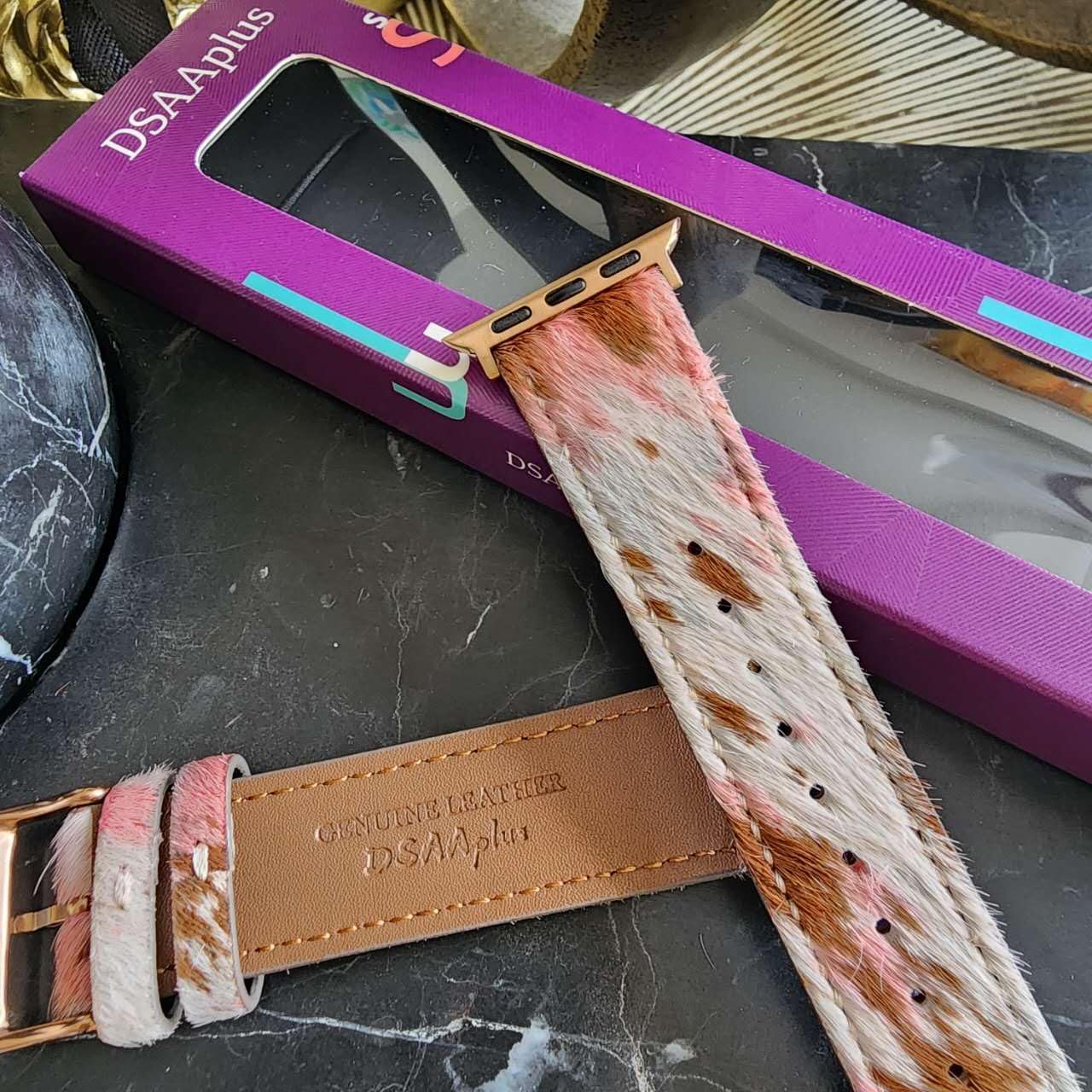 DSAAplus Luxury Cowhide Fur Leather Western Strap For Apple Watch Band 38 40 41 42 44 45 46 49mm Stylish Wristband for iWatch Series 11 10 9 8 7 6 5 4 Ultra SE 3 2 1
