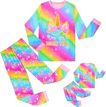 Sylfairy Girls Pajamas Set Matching Doll Pjs Toddler Kids Sleepwear Christmas Clothes Gift
