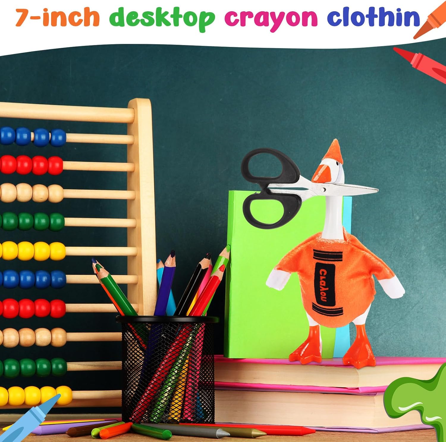 Crayon Mini Desk Goose Outfit 7 Inch Desk Goose Crayon Shirt and Funny Gnome Cone Hat Sets for 7 Inch Geese Figurine Desktop Home Halloween Decoration(Orange)