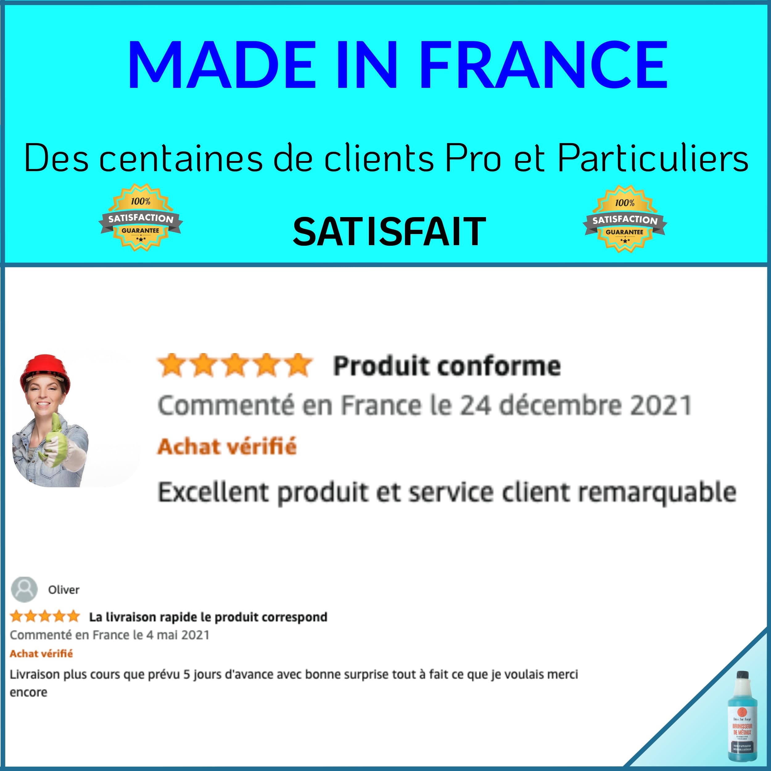DECO FER FORGE : Brunisseur Métaux ultra efficace – Noir durable pour Fer Acier Laiton Bronze Cuivre – 25 cl de liquide concentré à froid –Made in France- Entretien Rapide Résultat Puissant et Net.