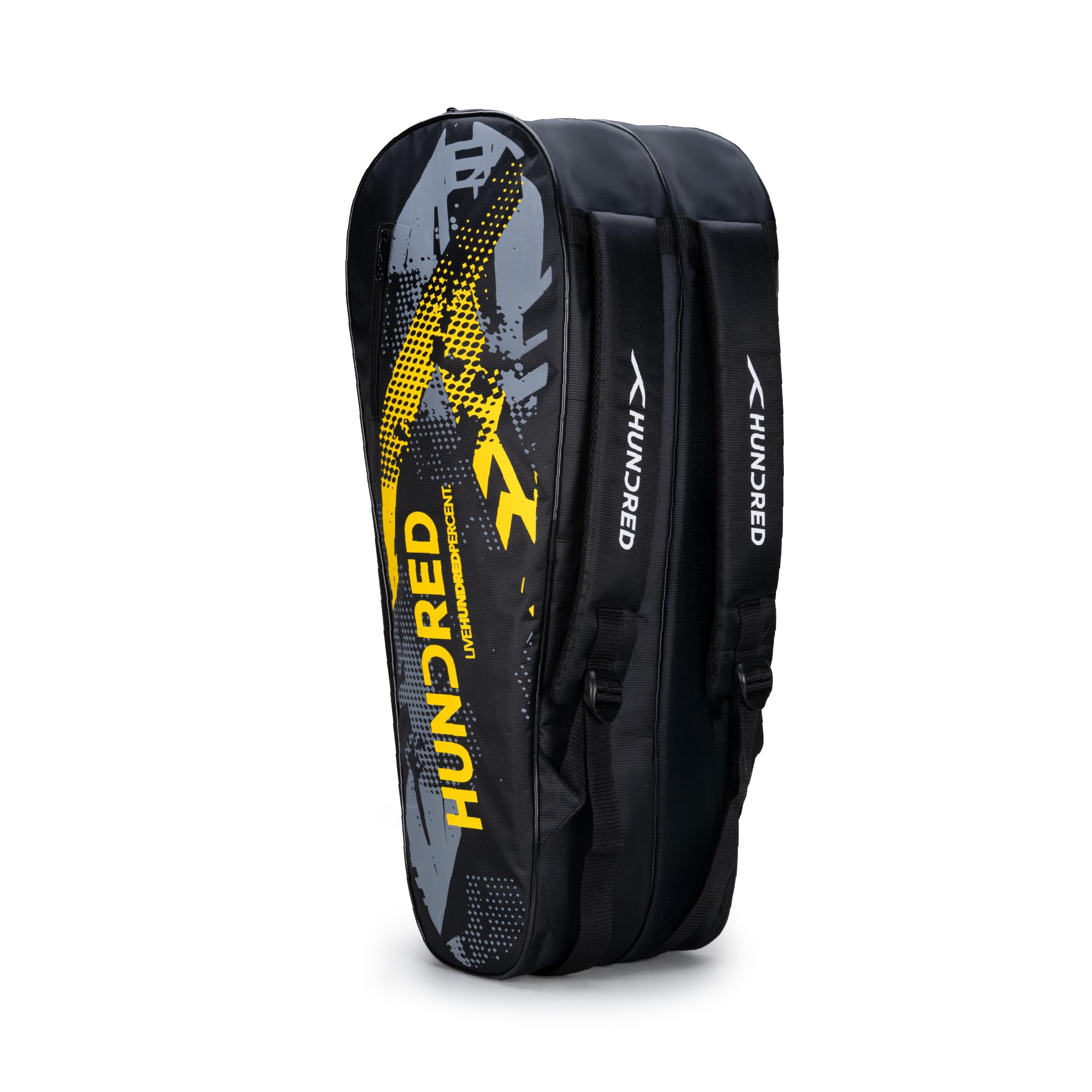 HUNDRED Sonic Pack Kit Bag | Spacious Badminton Racket Bag with Two Large compartments for Rackets, Shoes, and Equipment – ​​Ideal for Sports, Gym, and travel | Unisex Design | Black